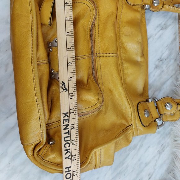 B. Markowsky Women's Mustard Yellow Leather Satchel - Picture 8 of 14